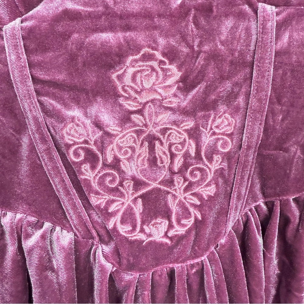 Shein Croquet Mod Floal Velvet Mini Dress Purple Womens Small Fit and Flare NWT - Picture 4 of 8
